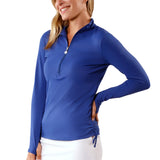 Women's Long Sleeve Half Zip Ruched Sun Shirt