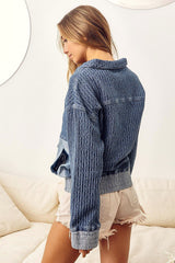 Denim half zip jacket