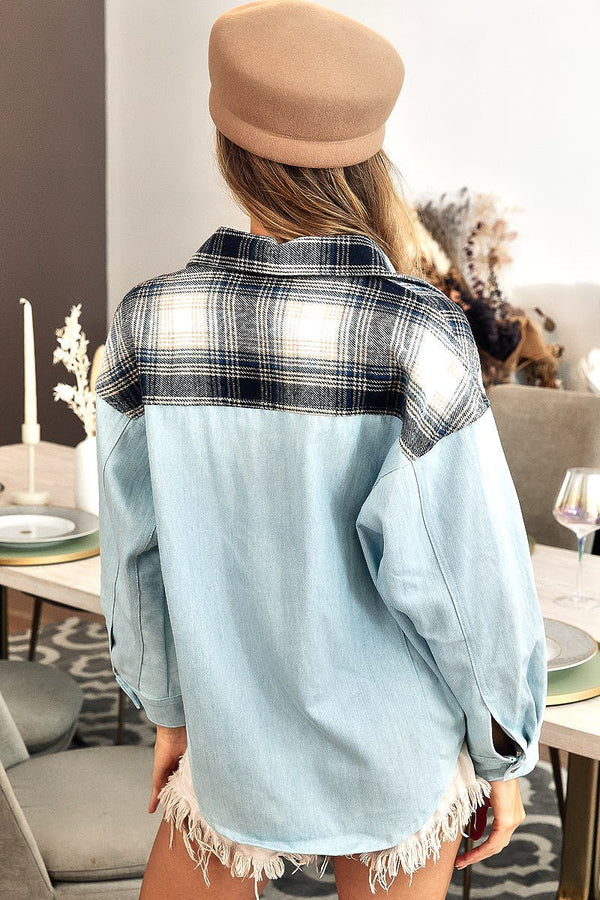 Plaid denim shirt