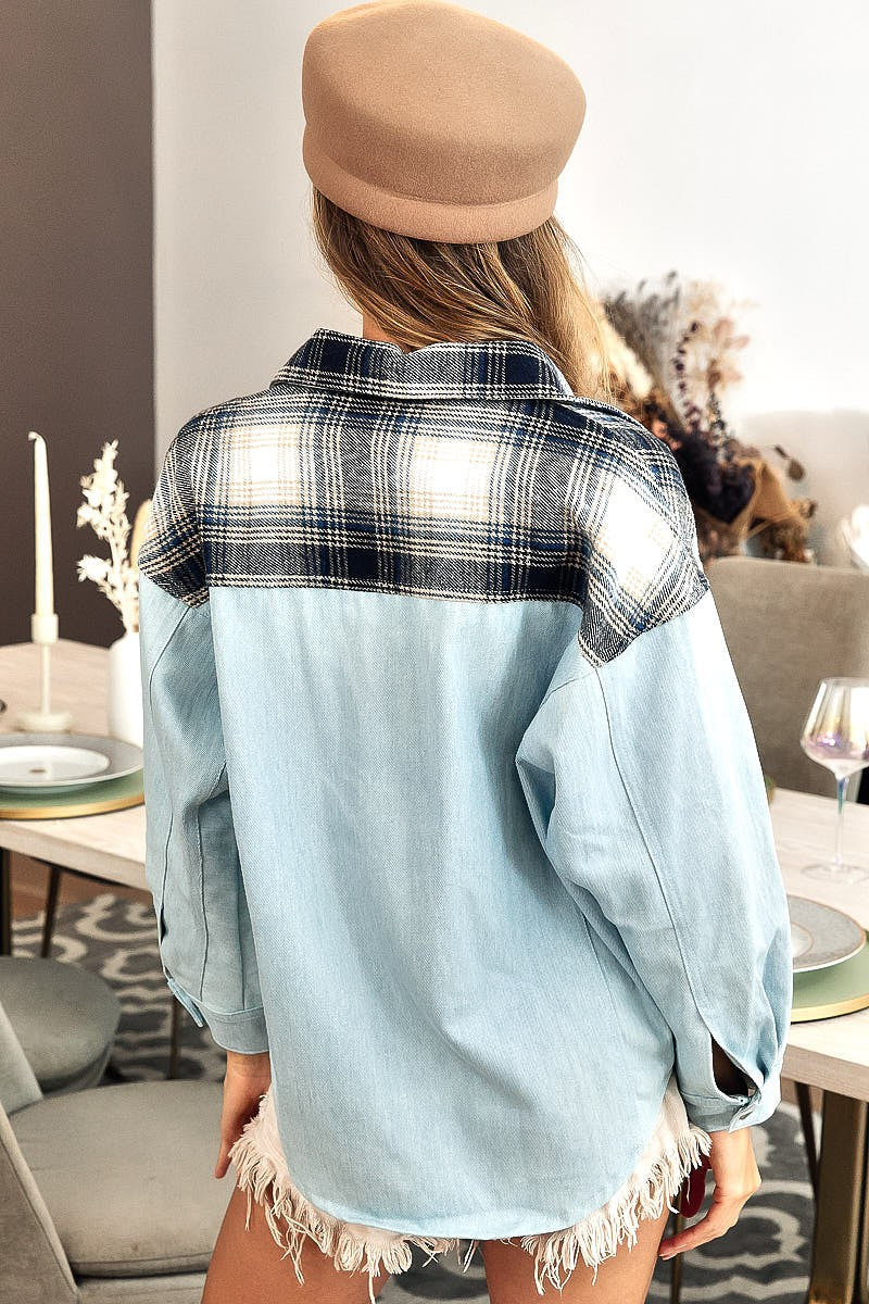 Plaid denim shirt