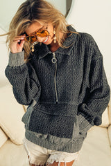 Denim half zip jacket