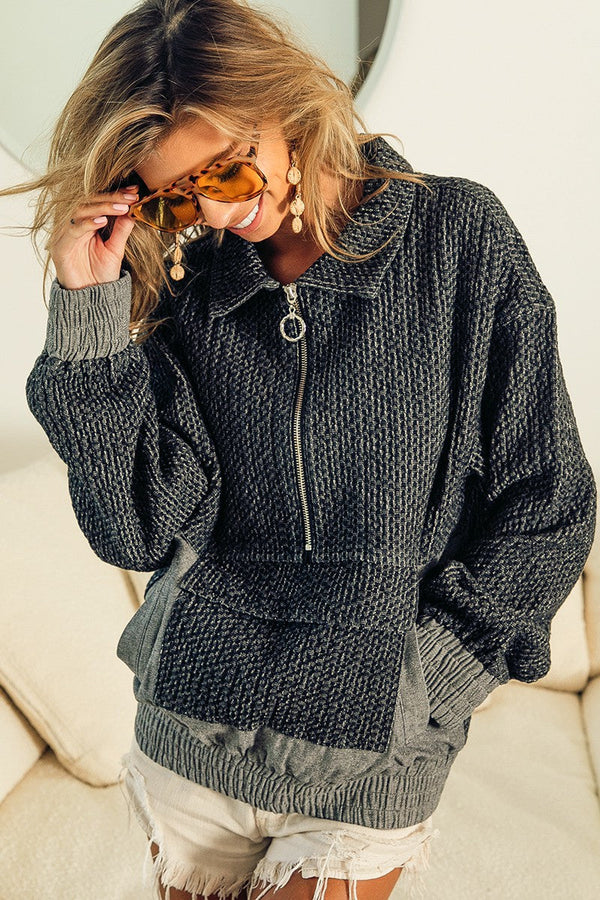 Denim half zip jacket