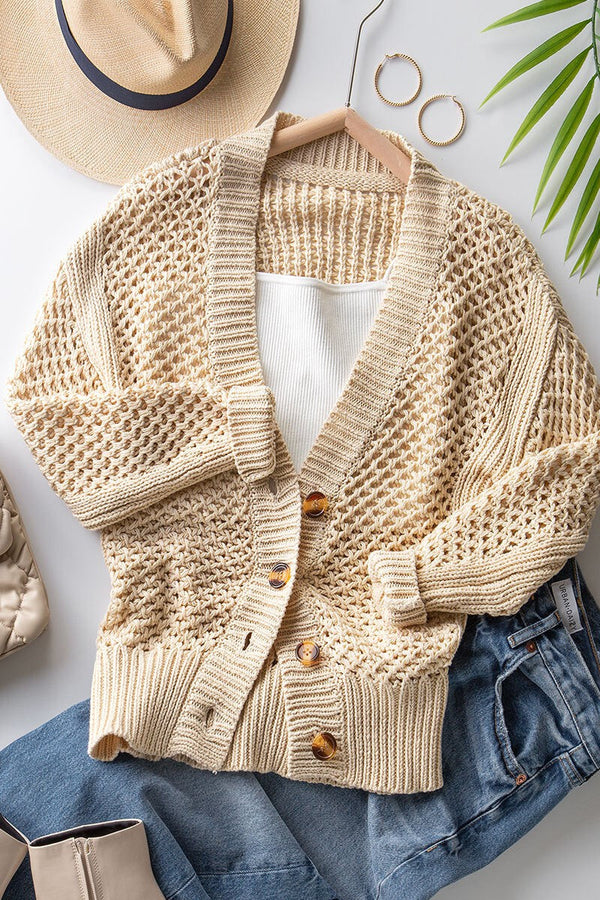 Open Knit V-Neck Cardigan