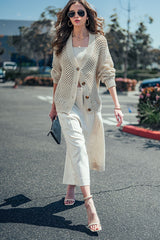 Open Knit V-Neck Cardigan