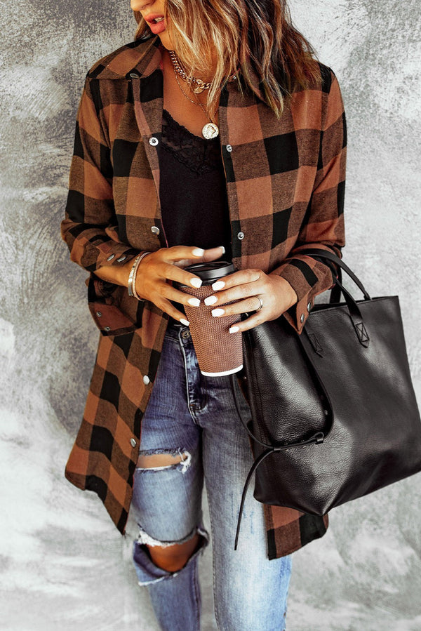 Collared Plaid Long Shirt