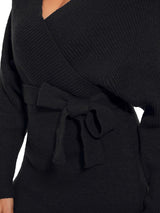 ever RACHELLE|V-Neck Wrap Long Dolman Sleeve Knit Bodycon Sweater Dress