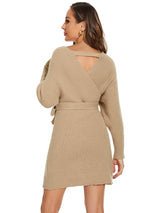 ever RACHELLE|V-Neck Wrap Long Dolman Sleeve Knit Bodycon Sweater Dress