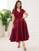 ever HARLEY|Romantic V-neck Lace Bodice Wedding Guest Dress with Pockets