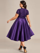 ever HARLEY|Romantic V-neck Lace Bodice Wedding Guest Dress with Pockets