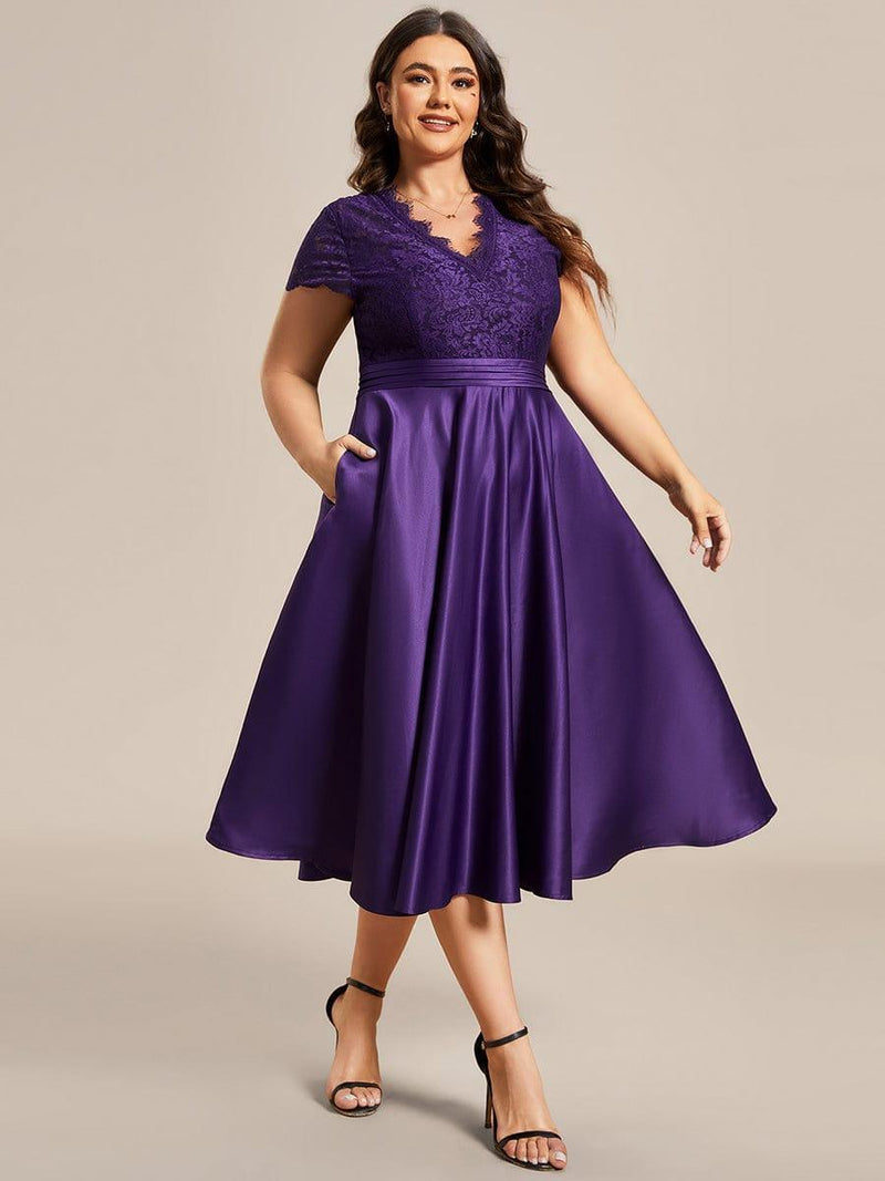 ever HARLEY|Romantic V-neck Lace Bodice Wedding Guest Dress with Pockets