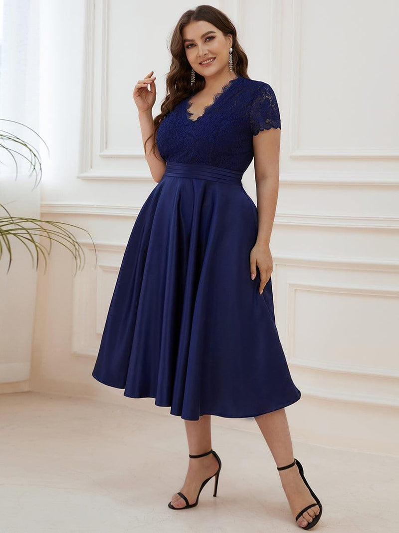 ever HARLEY|Romantic V-neck Lace Bodice Wedding Guest Dress with Pockets