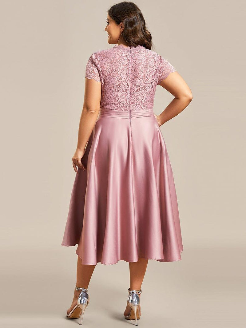 ever HARLEY|Romantic V-neck Lace Bodice Wedding Guest Dress with Pockets