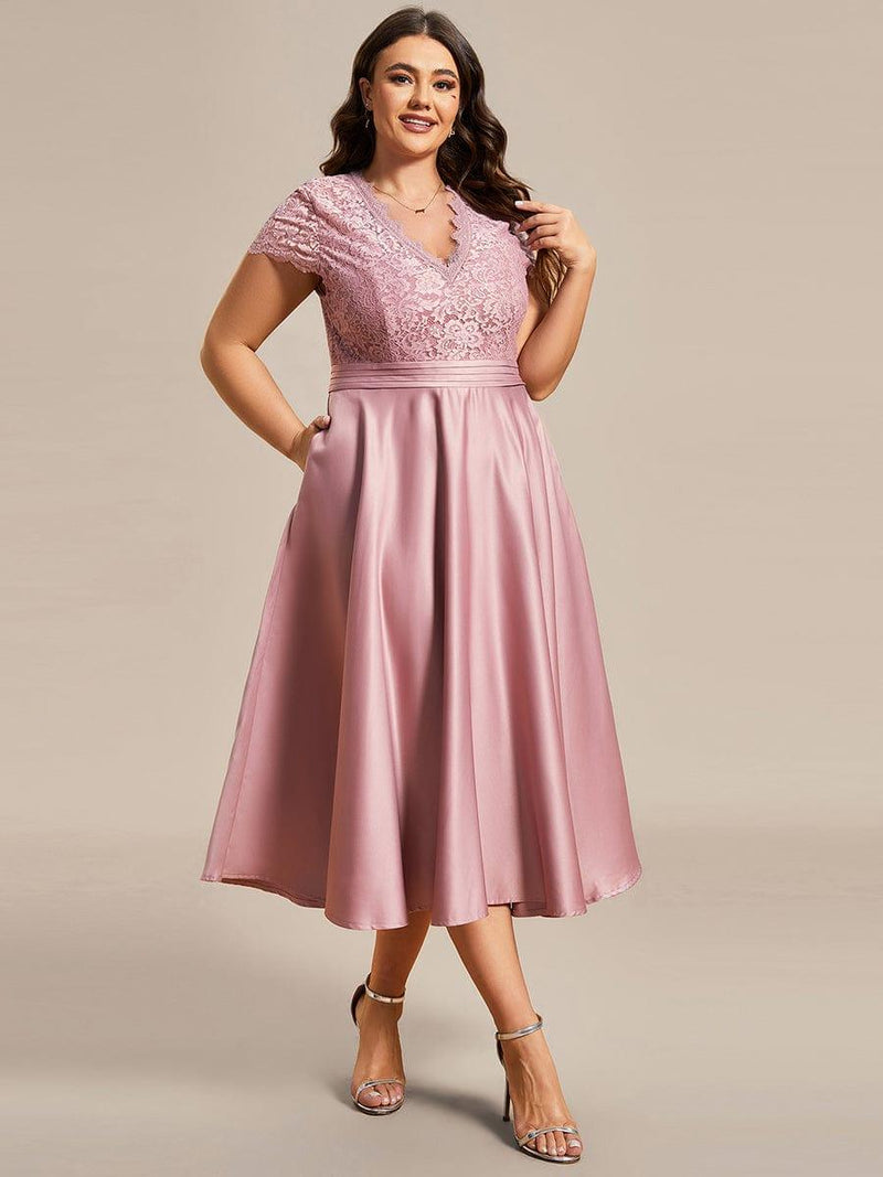 ever HARLEY|Romantic V-neck Lace Bodice Wedding Guest Dress with Pockets