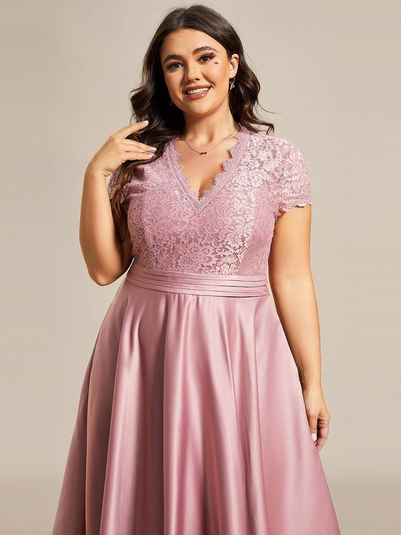 ever HARLEY|Romantic V-neck Lace Bodice Wedding Guest Dress with Pockets