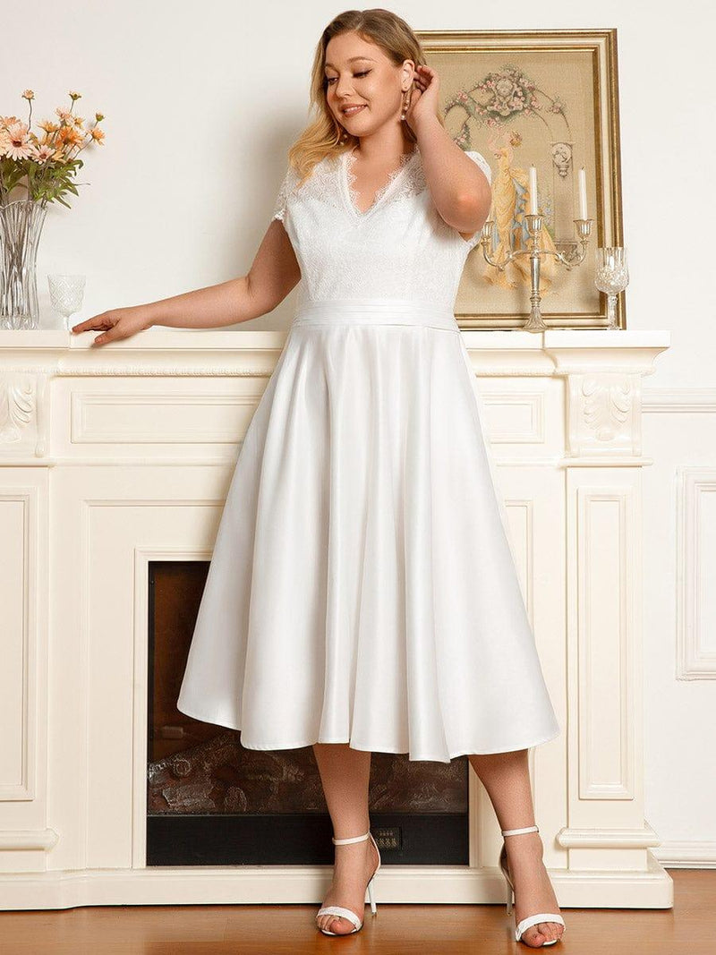 ever HARLEY|Romantic V-neck Lace Bodice Wedding Guest Dress with Pockets