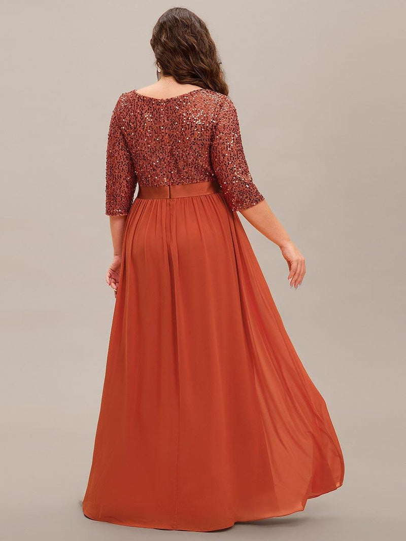 ever FLORENCE|Elegant Round Neckline Long Sleeves Sequin Evening Dress