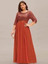 ever FLORENCE|Elegant Round Neckline Long Sleeves Sequin Evening Dress