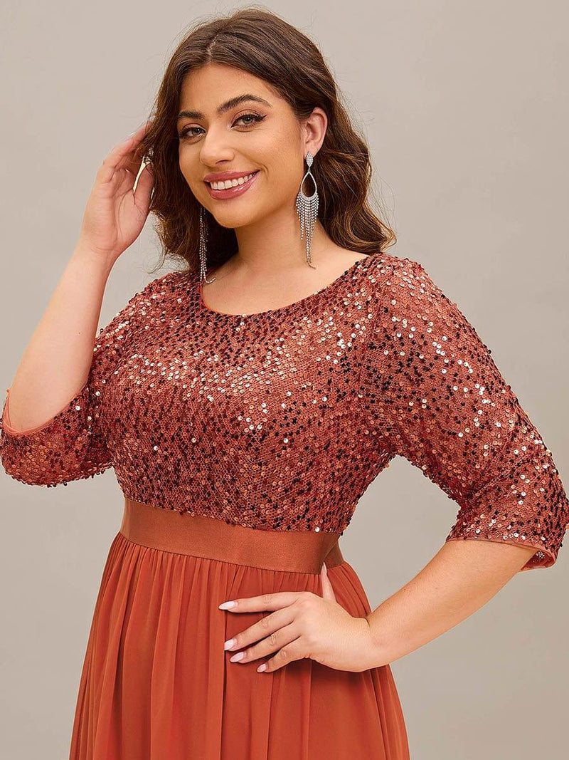ever FLORENCE|Elegant Round Neckline Long Sleeves Sequin Evening Dress