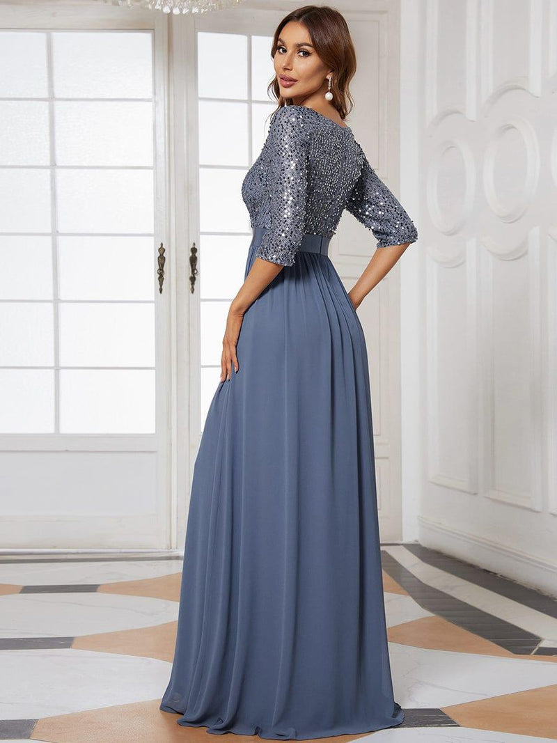 ever FLORENCE|Elegant Round Neckline Long Sleeves Sequin Evening Dress