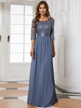 ever FLORENCE|Elegant Round Neckline Long Sleeves Sequin Evening Dress