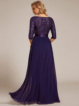 ever FLORENCE|Elegant Round Neckline Long Sleeves Sequin Evening Dress