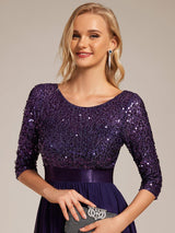 ever FLORENCE|Elegant Round Neckline Long Sleeves Sequin Evening Dress