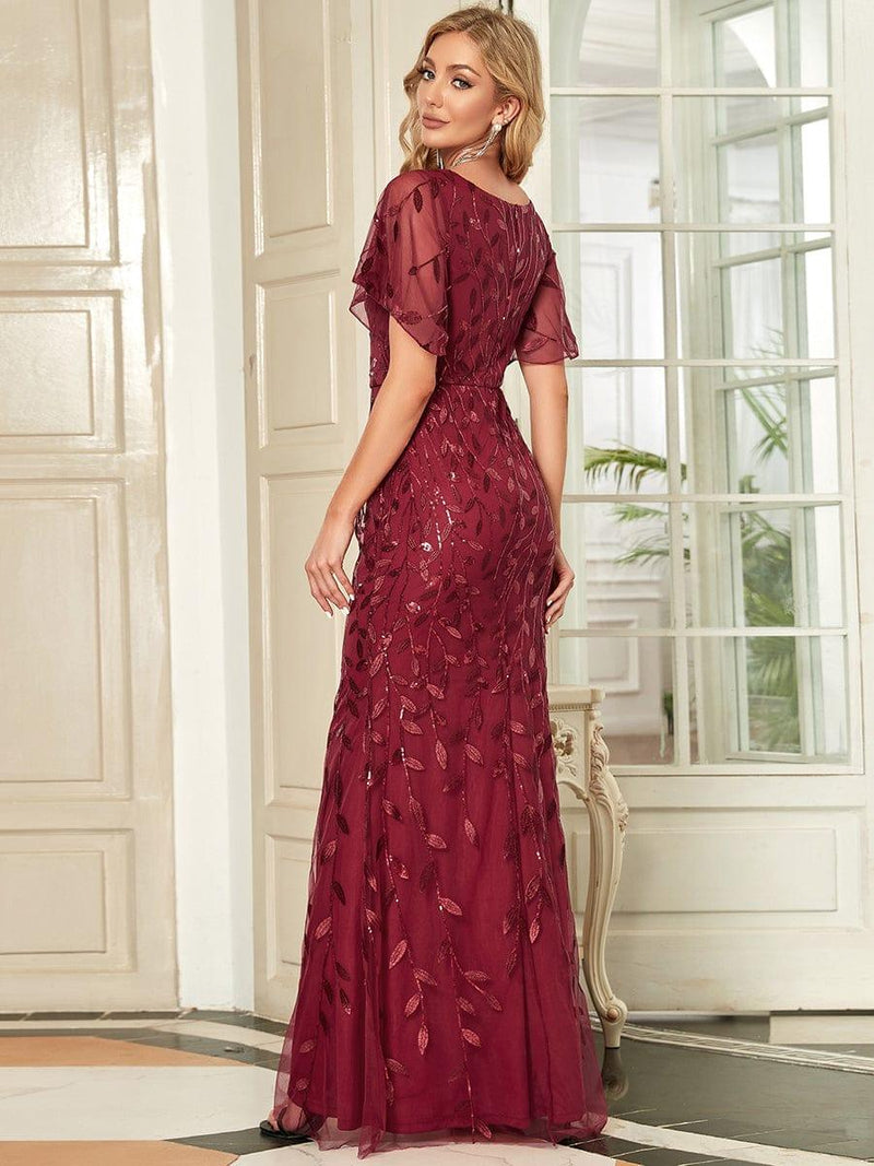ever DIONE|Gorgeous V Neck Leaf-Sequined Fishtail Party Dress