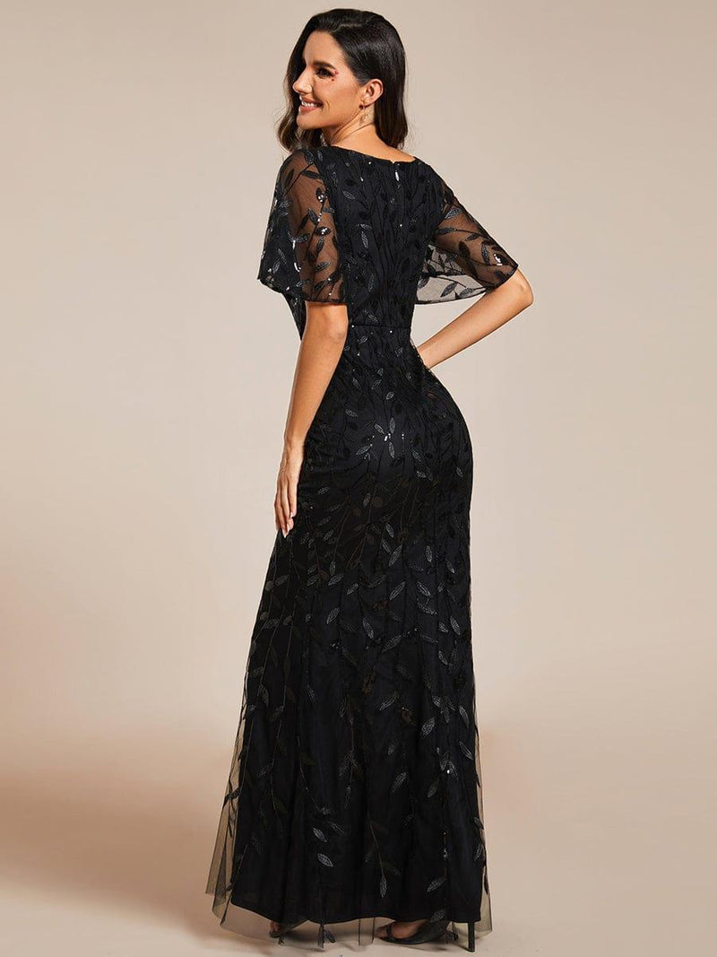 ever DIONE|Gorgeous V Neck Leaf-Sequined Fishtail Party Dress