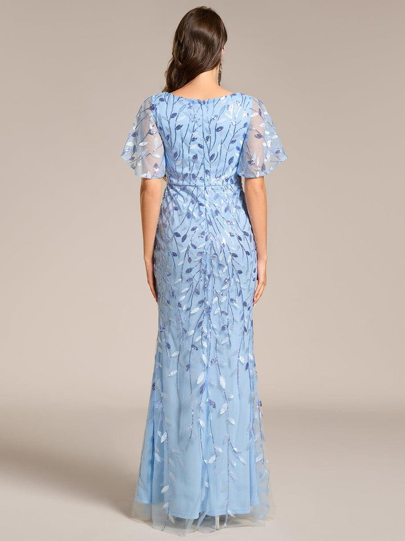 ever DIONE|Gorgeous V Neck Leaf-Sequined Fishtail Party Dress