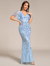 ever DIONE|Gorgeous V Neck Leaf-Sequined Fishtail Party Dress