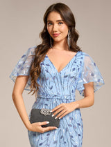 ever DIONE|Gorgeous V Neck Leaf-Sequined Fishtail Party Dress