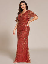 ever DIONE|Gorgeous V Neck Leaf-Sequined Fishtail Party Dress