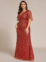 ever DIONE|Gorgeous V Neck Leaf-Sequined Fishtail Party Dress