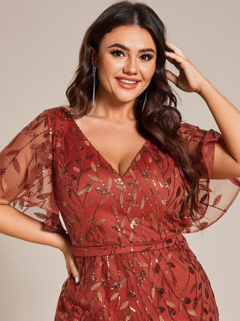 ever DIONE|Gorgeous V Neck Leaf-Sequined Fishtail Party Dress