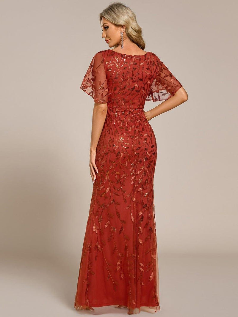ever DIONE|Gorgeous V Neck Leaf-Sequined Fishtail Party Dress