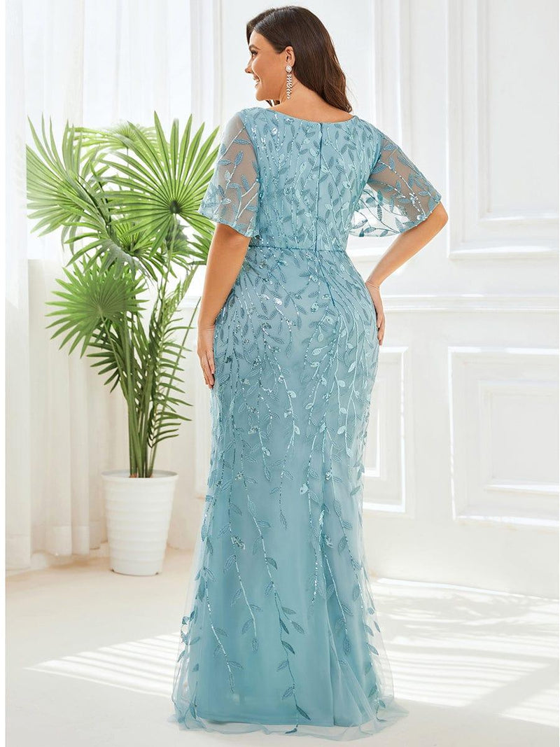 ever DIONE|Gorgeous V Neck Leaf-Sequined Fishtail Party Dress