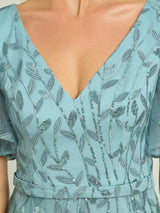 ever DIONE|Gorgeous V Neck Leaf-Sequined Fishtail Party Dress