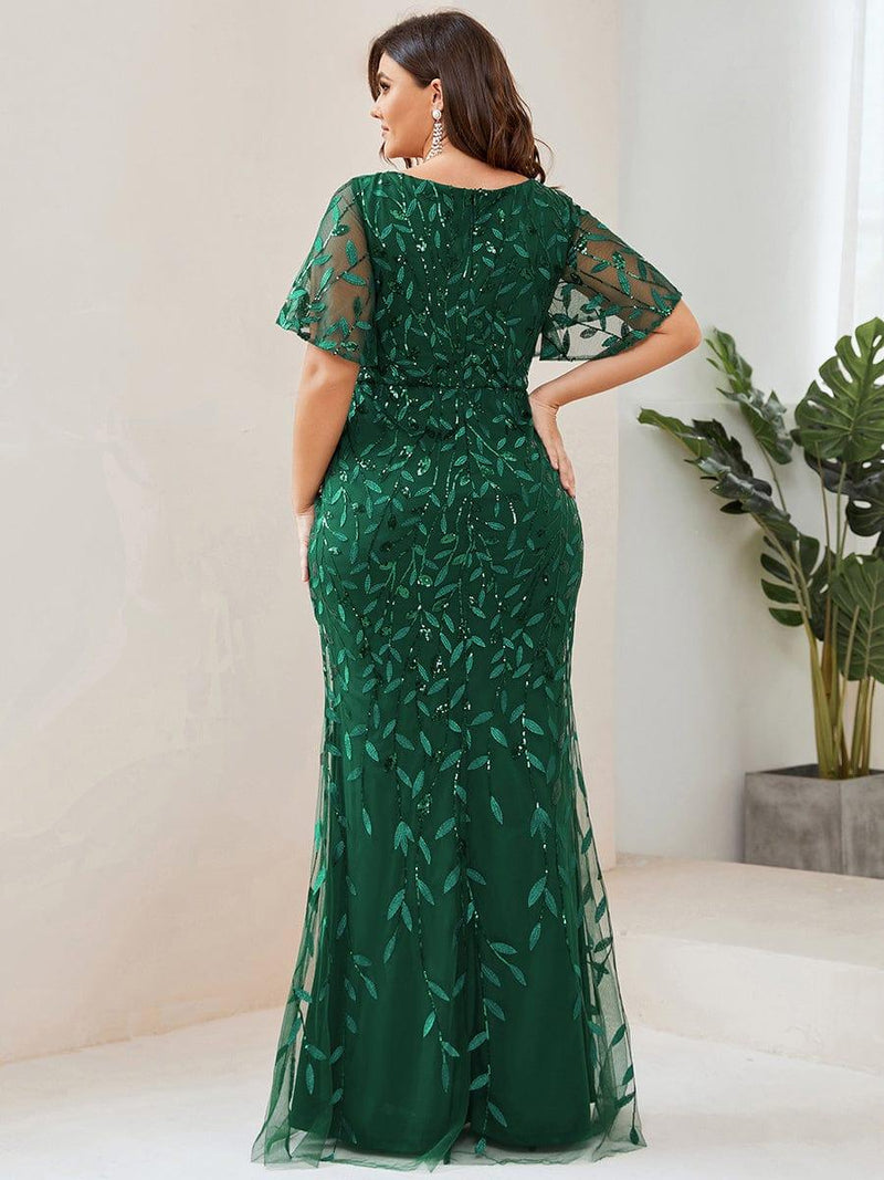 ever DIONE|Gorgeous V Neck Leaf-Sequined Fishtail Party Dress