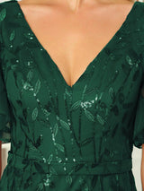 ever DIONE|Gorgeous V Neck Leaf-Sequined Fishtail Party Dress
