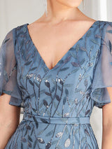 ever DIONE|Gorgeous V Neck Leaf-Sequined Fishtail Party Dress