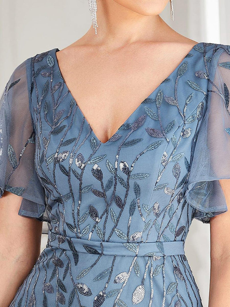 ever DIONE|Gorgeous V Neck Leaf-Sequined Fishtail Party Dress