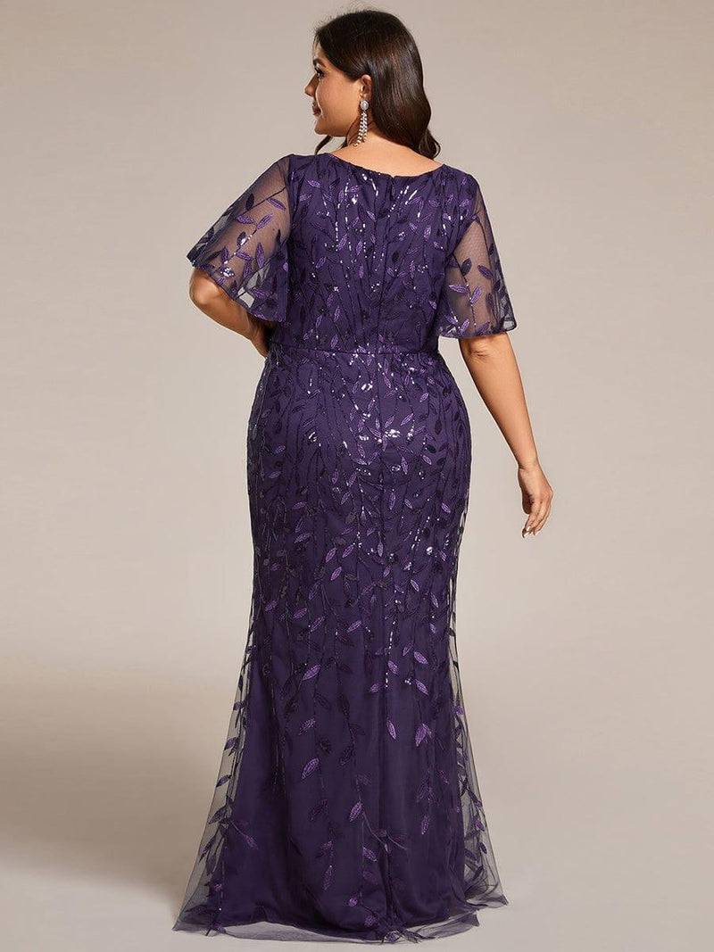 ever DIONE|Gorgeous V Neck Leaf-Sequined Fishtail Party Dress