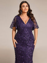 ever DIONE|Gorgeous V Neck Leaf-Sequined Fishtail Party Dress