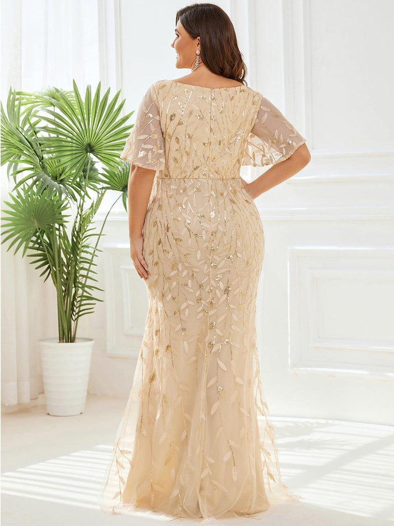 ever DIONE|Gorgeous V Neck Leaf-Sequined Fishtail Party Dress