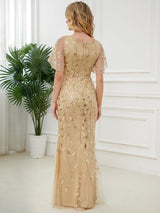 ever DIONE|Gorgeous V Neck Leaf-Sequined Fishtail Party Dress