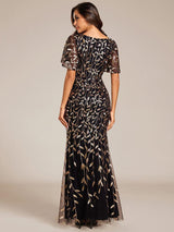 ever DIONE|Gorgeous V Neck Leaf-Sequined Fishtail Party Dress