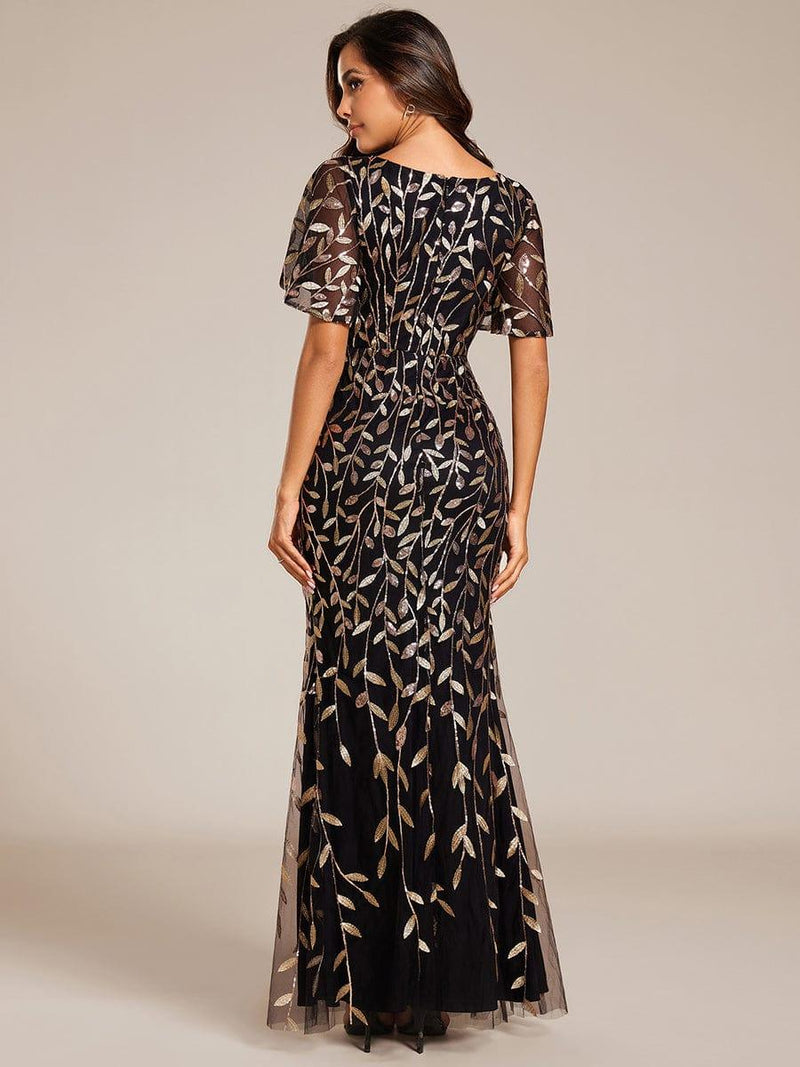 ever DIONE|Gorgeous V Neck Leaf-Sequined Fishtail Party Dress