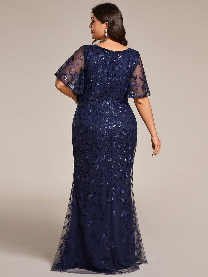 ever DIONE|Gorgeous V Neck Leaf-Sequined Fishtail Party Dress