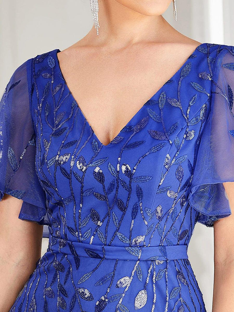 ever DIONE|Gorgeous V Neck Leaf-Sequined Fishtail Party Dress