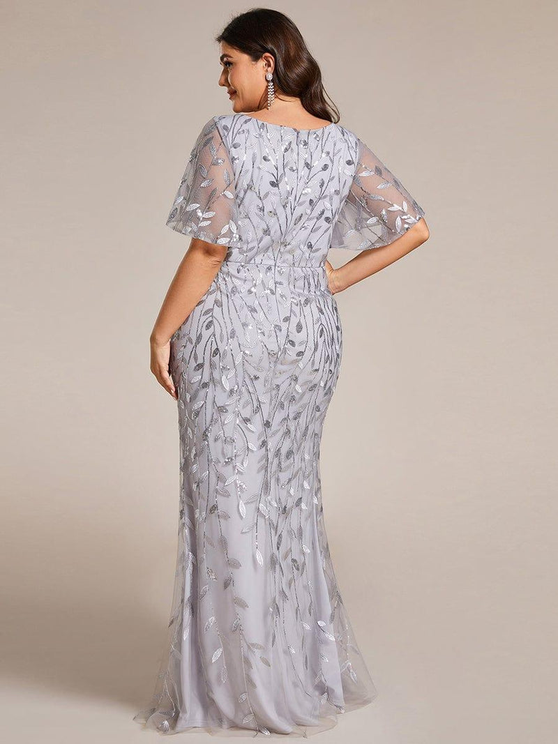 ever DIONE|Gorgeous V Neck Leaf-Sequined Fishtail Party Dress